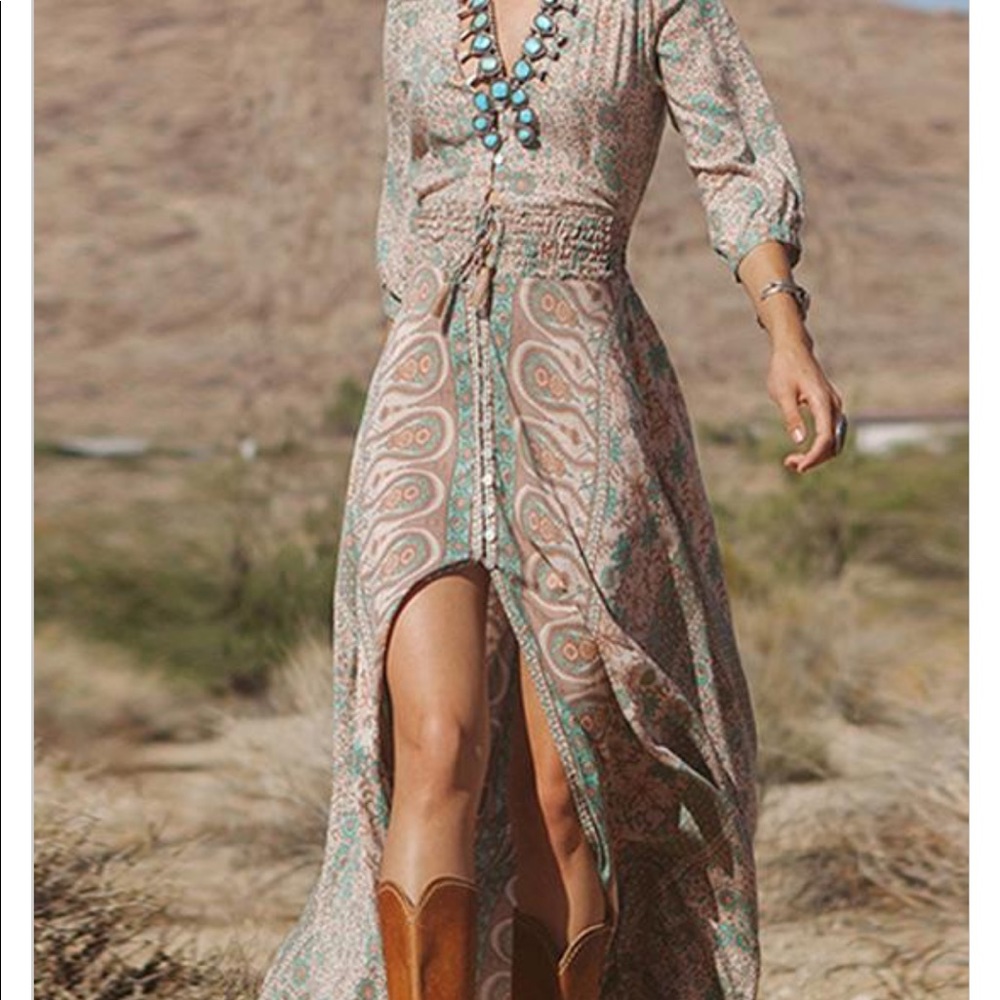 Boho Style Floral Chiffon Maxi Dress